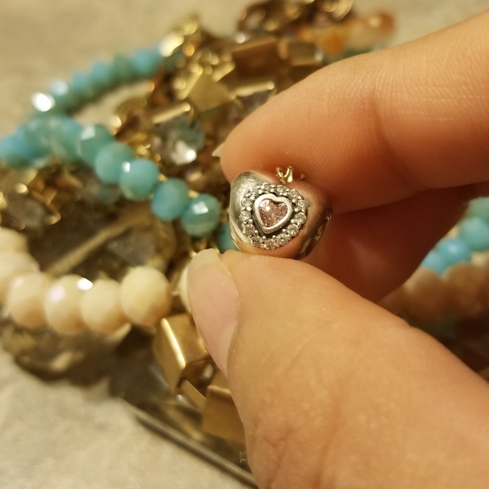 Pandora Princess Heart Charm Pink CZ